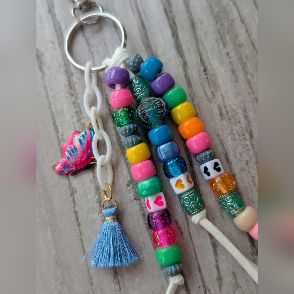 Colorful Beaded Keychain/Bag Charm with Tassel